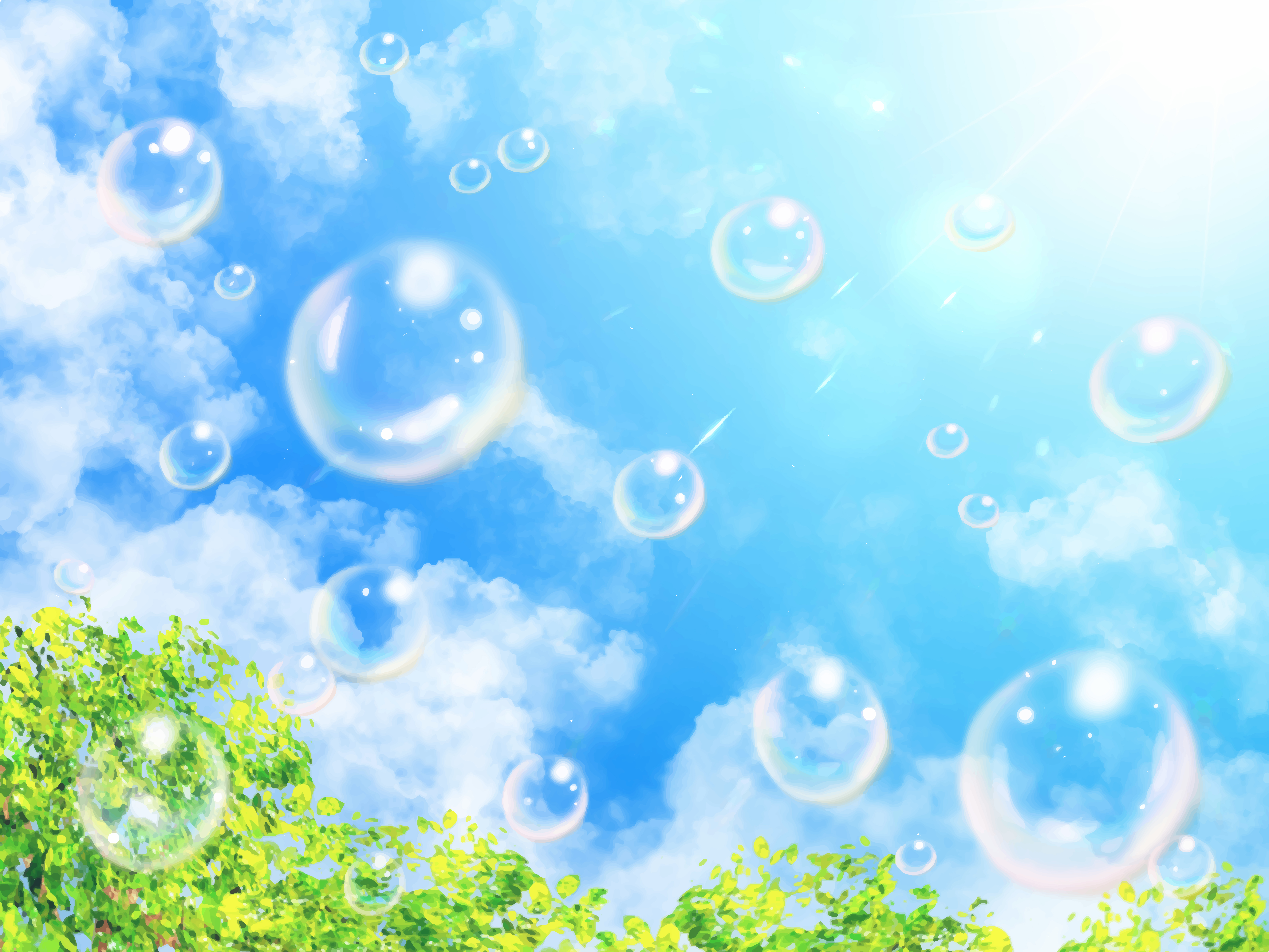 空と水泡のイラスト